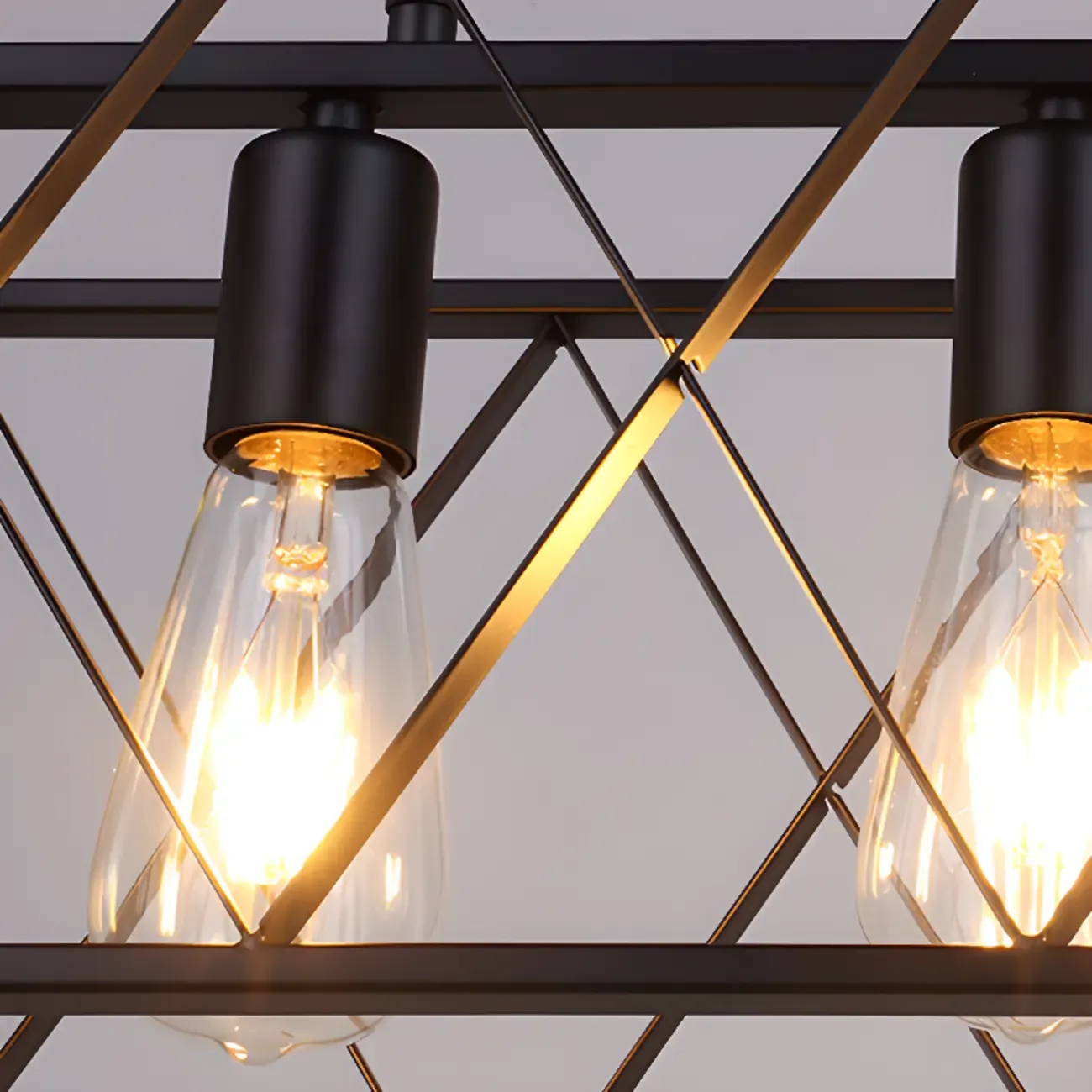 Industrial Black Metal Rectangle Kitchen Island Light