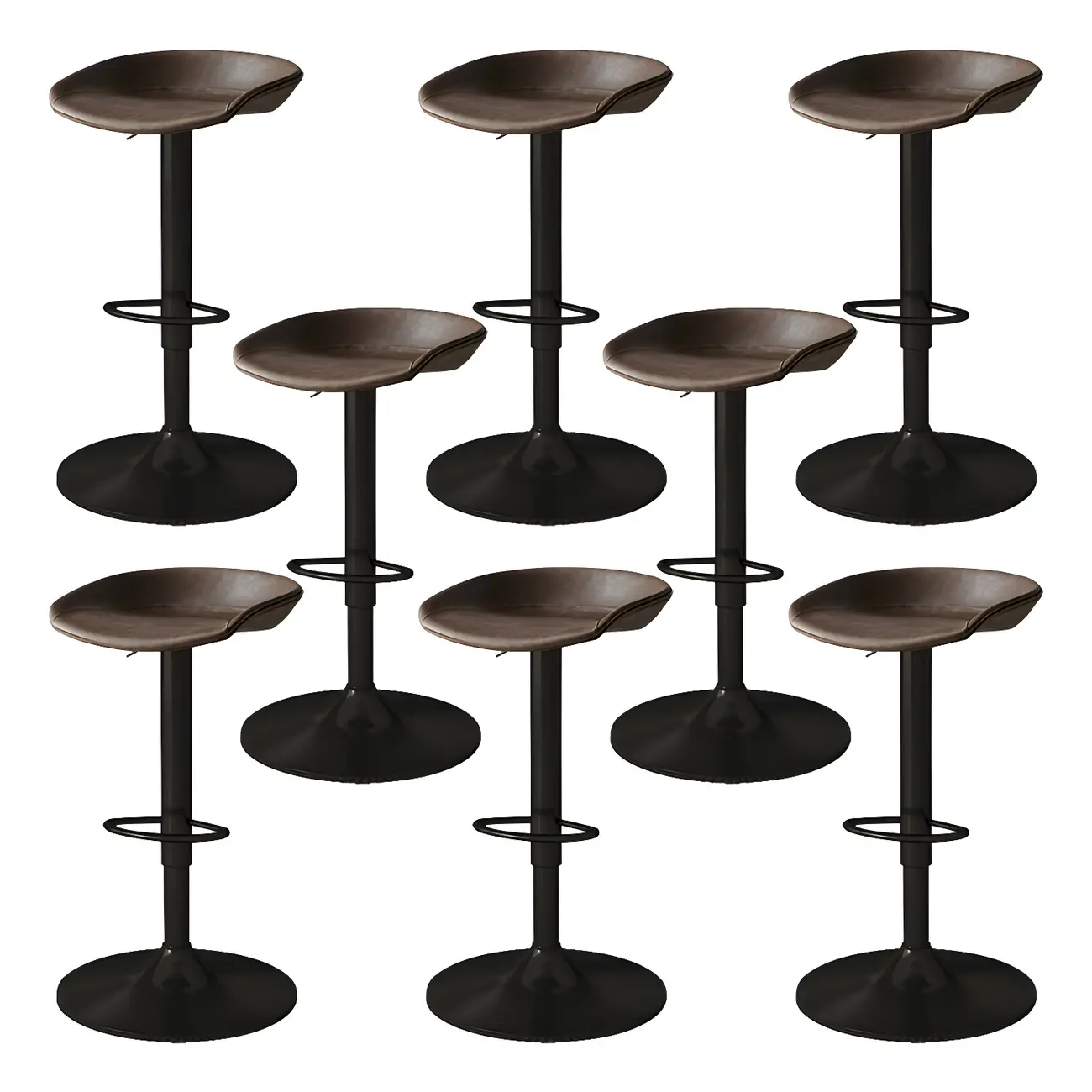 Modern Leather Black Pedestal Swivel Adjustable Bar Stool