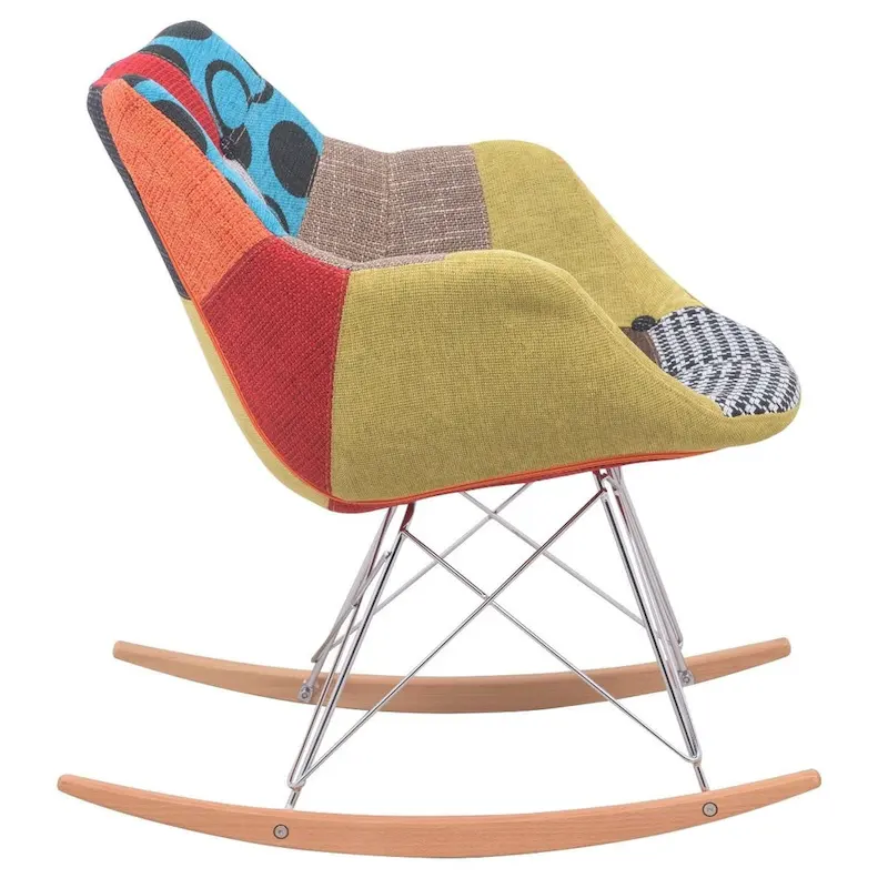 Polyester Upholstered Rocking Nursing Chair - Modern Accent Armchair for Home, Living Room, Bedroom