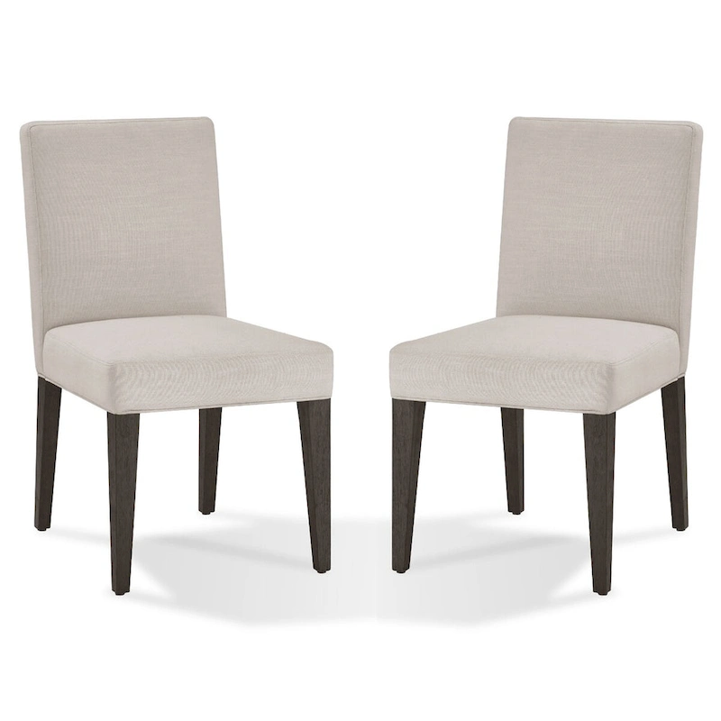 Mod 19 Inch Parson Style Dining Chair, Rubberwood, Set of 2, Light Gray
