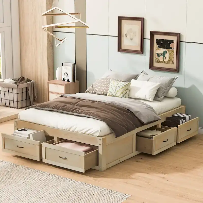 Full Size Platform Bed with 6 Storage Drawers,Assembly Required