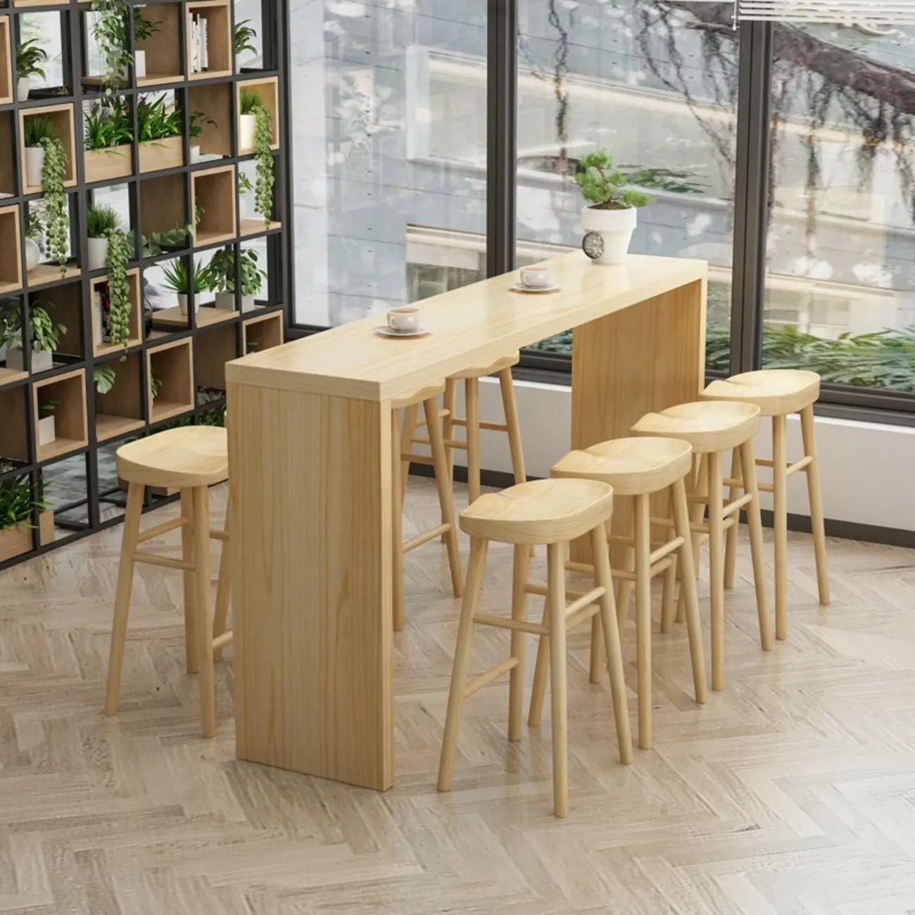 Scandinavian Solid Wood Pub Table Rectangle 4 Seats