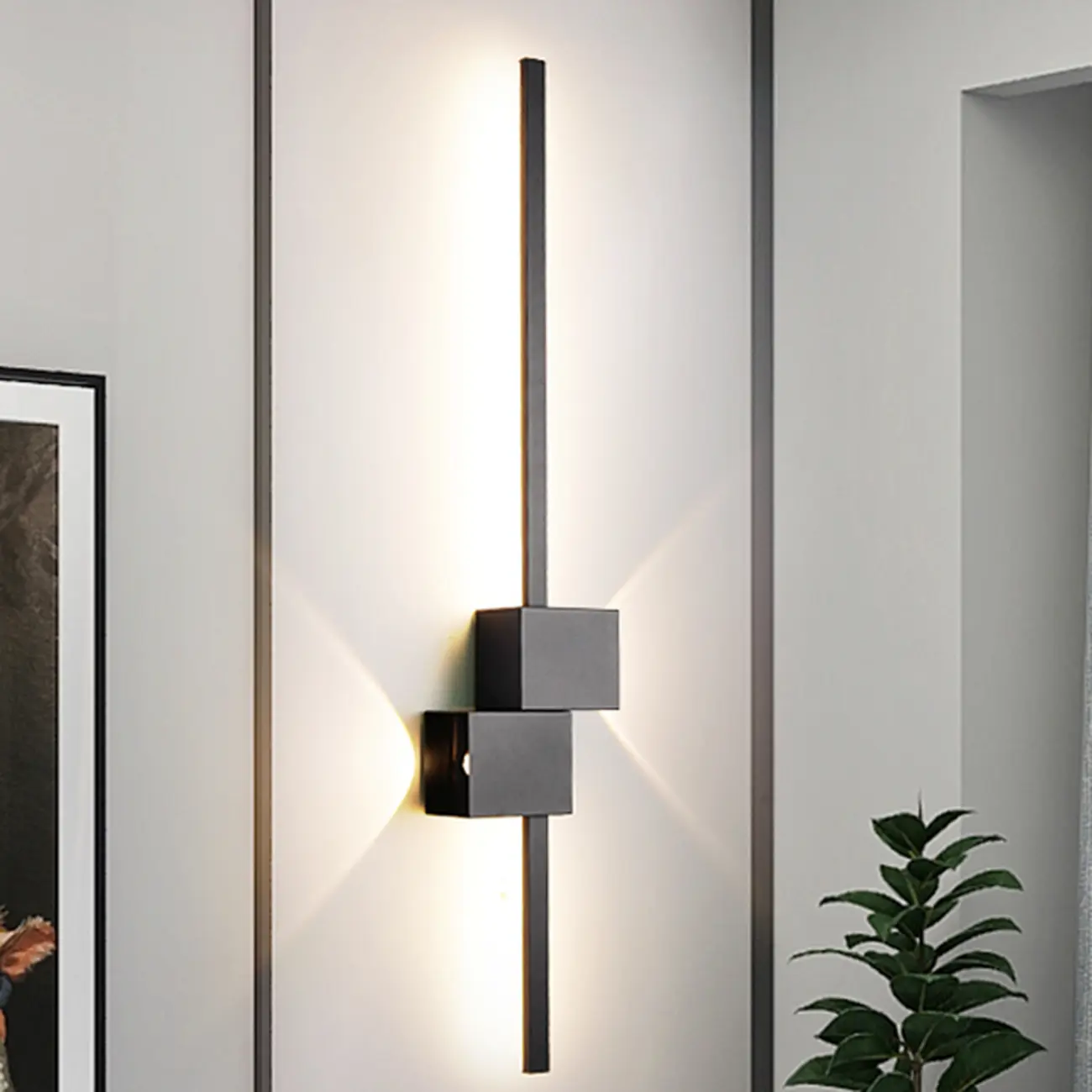 Large Stylish Black Geometric LED 4-Light Wall Sconce