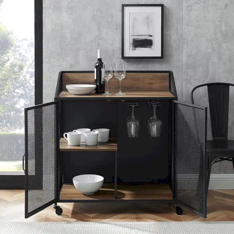 Middlebrook Pierpont Industrial Mesh Bar Cabinet