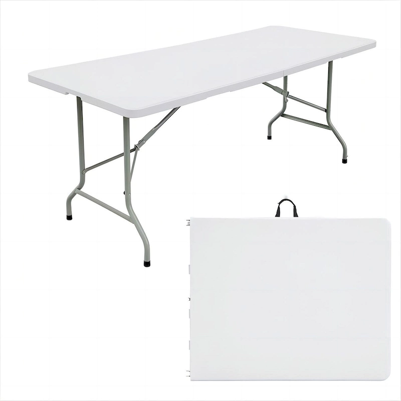 6ft Plastic Rectangle Folding Table, White