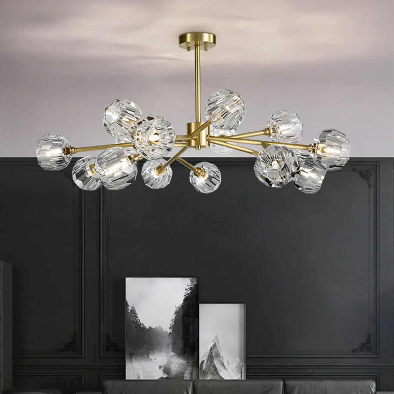 Modern Gold Globe Crystal Sputnik Chandelier