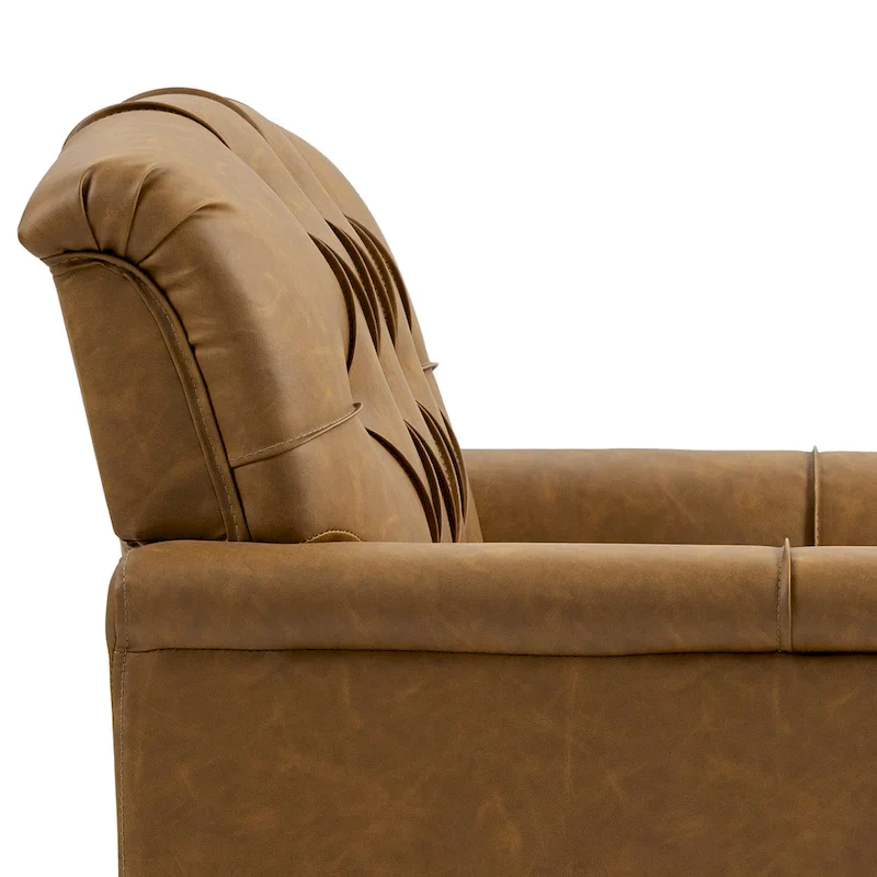 Tufted Vegan Leather Accent Chairs Set of 2, Armchair with Nailhead Trim