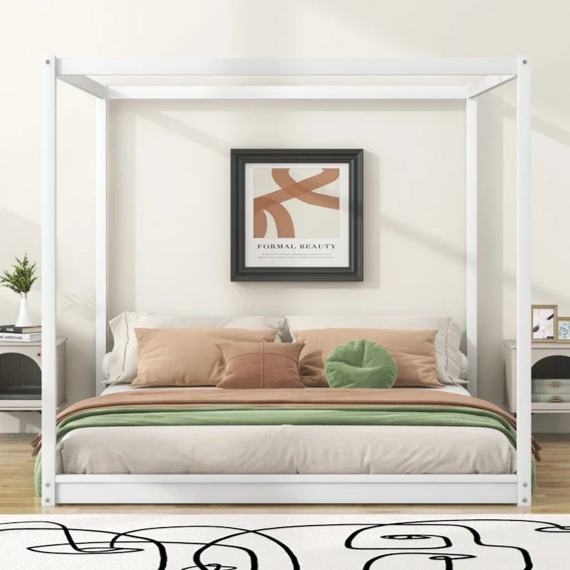 King Size Canopy Platform Bed with Support Legs