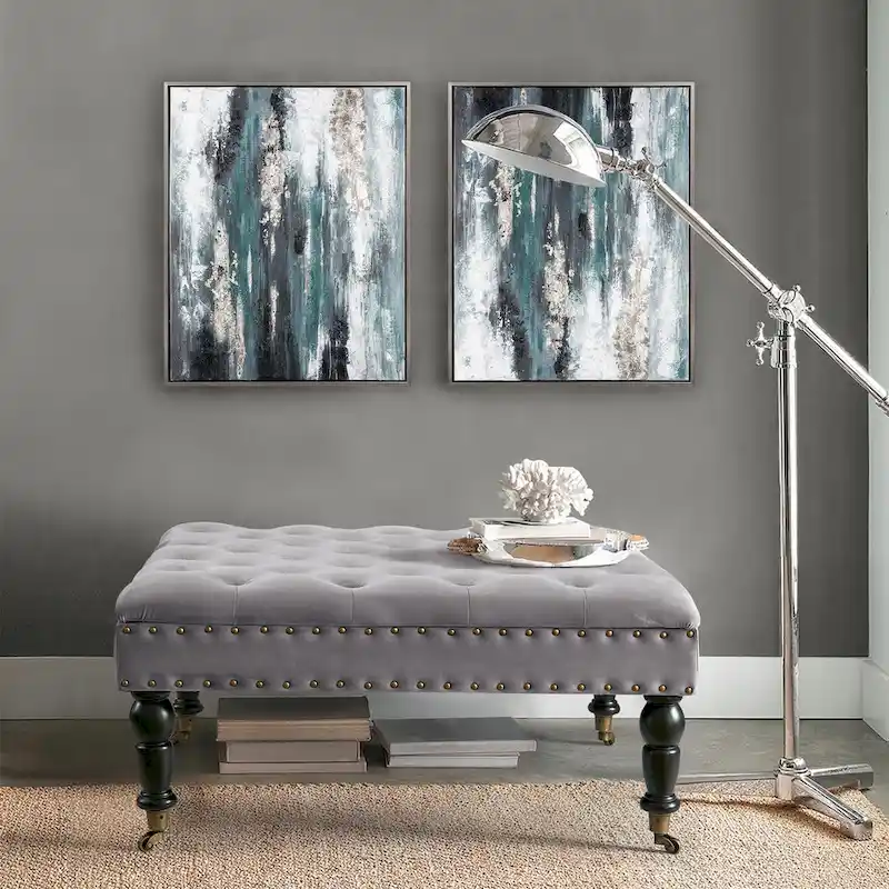 Button-Tufted Round Ottoman – 33 x 33 x 18 Inch