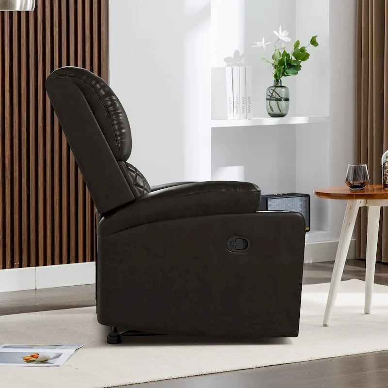 Home Theater Seating Manual Recliner with Overstuffed Back and Armrests