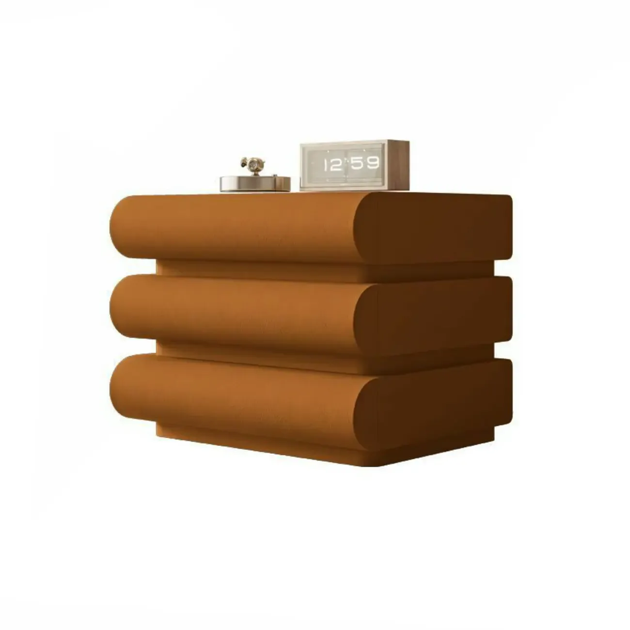 Modern White Pine Wood Leather 2-Drawer Nightstand