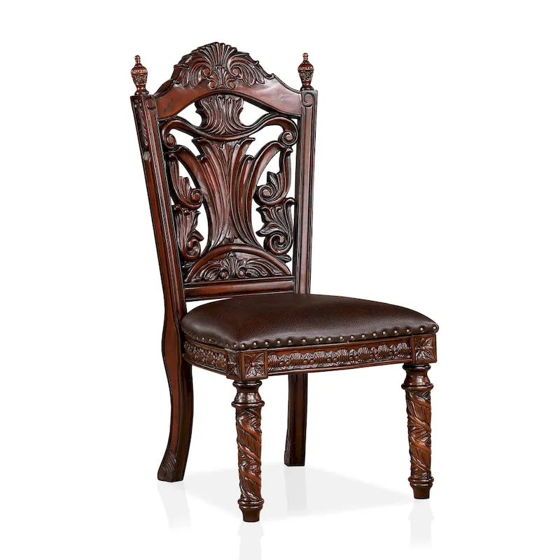 Abeena Traditional Cherry Solid Wood Side Chairs (Set of 2) by Furniture of America