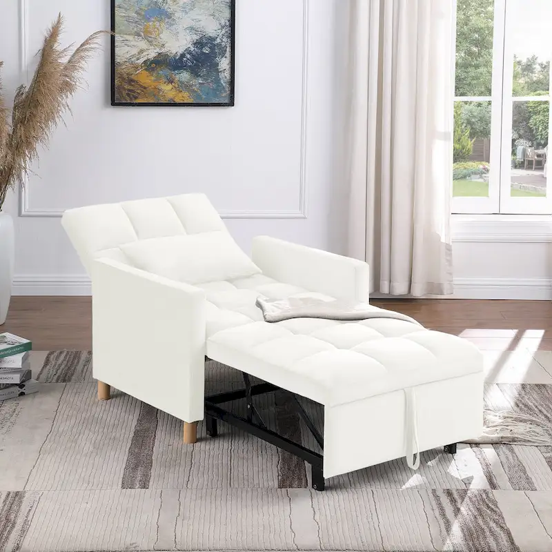 Convertible Sleeper Sofa Chair Bed, Adjustable Chair with Pillow, Multi-Functional Sleeper Chair