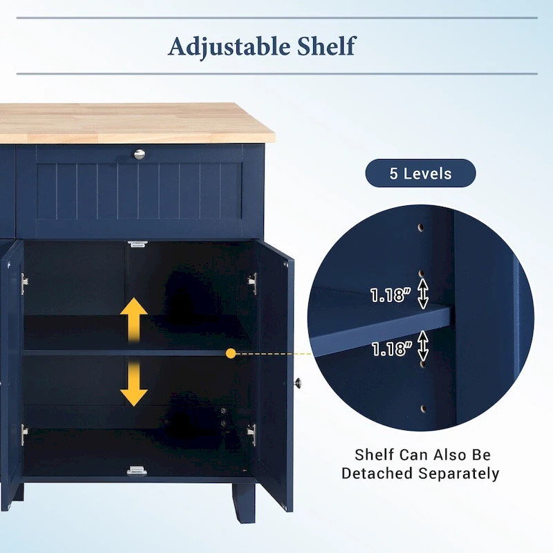 Farmhouse Kitchen Island Set with Drop Leaf Top and 2 Seatings