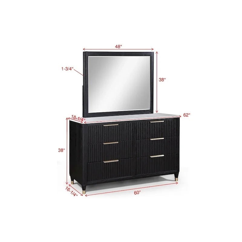 Shelby 4 Piece Black Panel Upholstered Bedroom Set