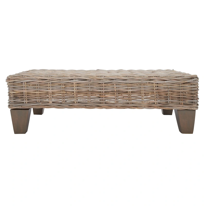 SAFAVIEH Caron Washed Natural Wicker Bench - 41 W x 28 D x 12 H - 41Wx28Dx12H