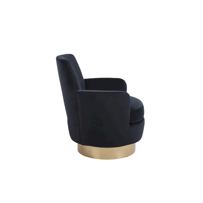Velvet Swivel Barrel Chair, Swivel Accent Chairs Armchair, Reading Chairs, Round Barrel Chairs with Gold Stainless Steel Base