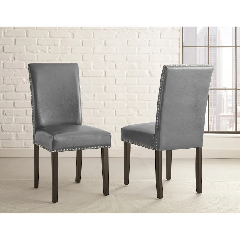 Steve Silver Slivnitsa Faux Leather Dining Chairs with Nailhead Trim (Set of 2)