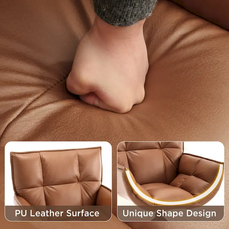 Faux Leather Upholstered Swivel Armchair Modern Home Office Chair