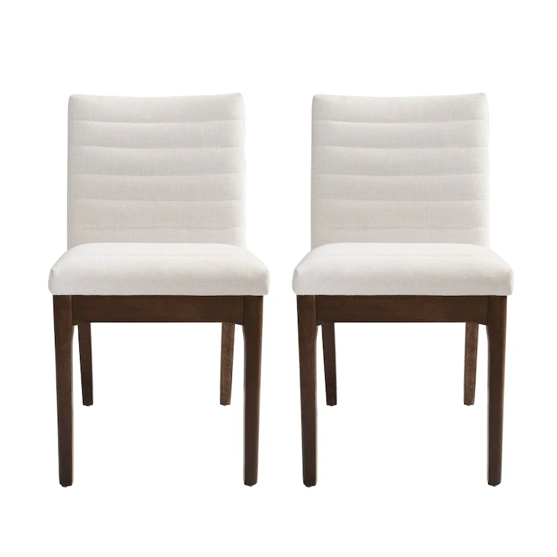 Mid-Century Modern Channel Stitch Dining Chairs - Set of 2