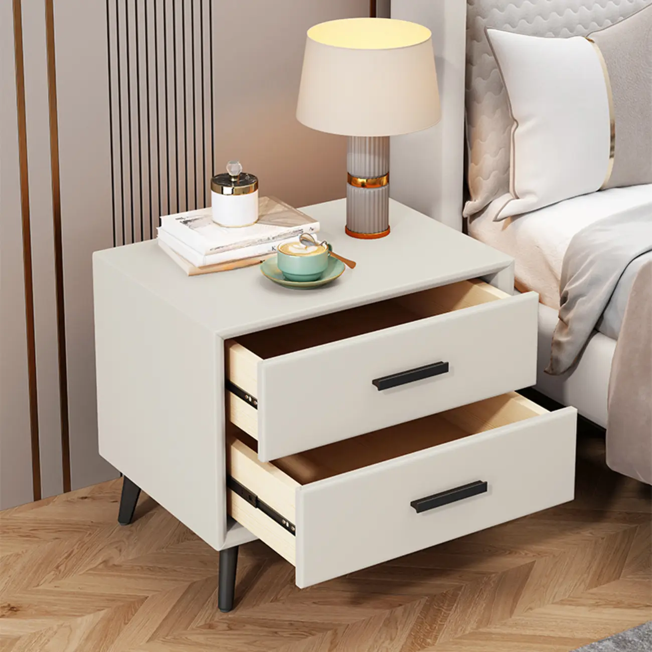 Modern Timber Off-White 2-Drawer Nightstand