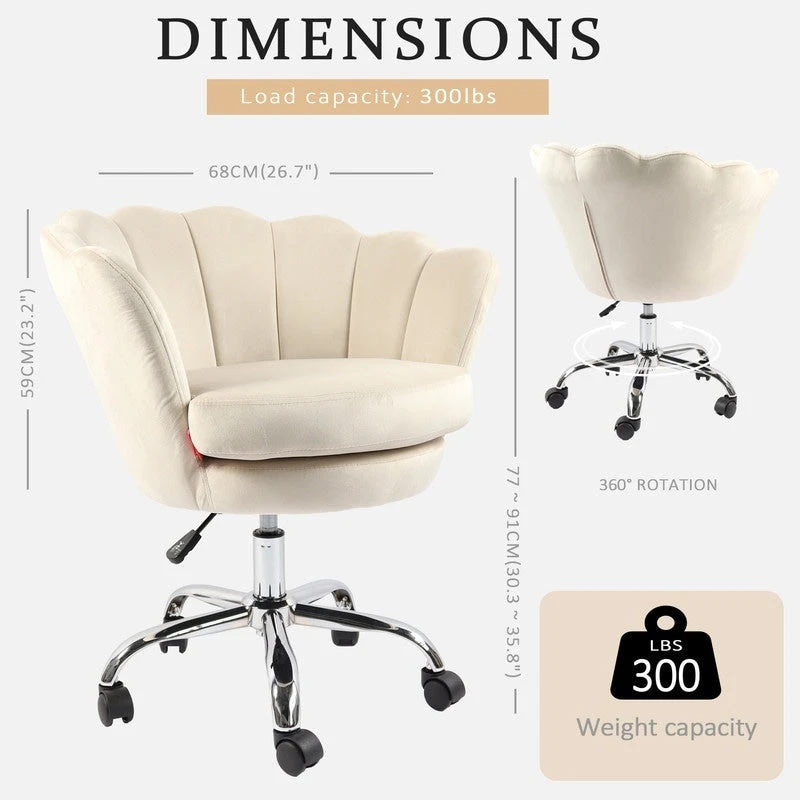 VANITII Accent Chair Swivel Vanity Chair Office Desk Chair With Wheels Modern Height Adjustable Pink/Grey/White