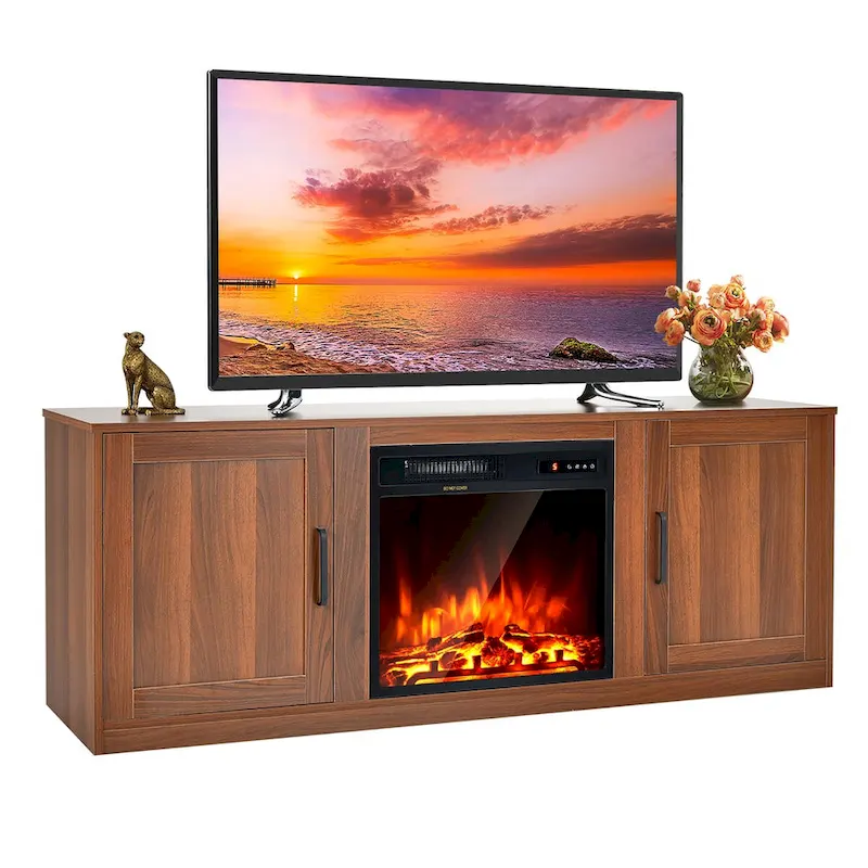 Costway 58 Fireplace TV Stand Entertainment Console W/ 18 Electric