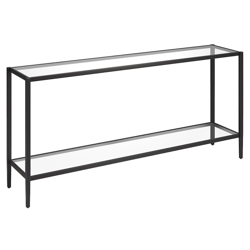 Hera 64 Wide Rectangular Console Table with Glass Shelf - 64 Wide