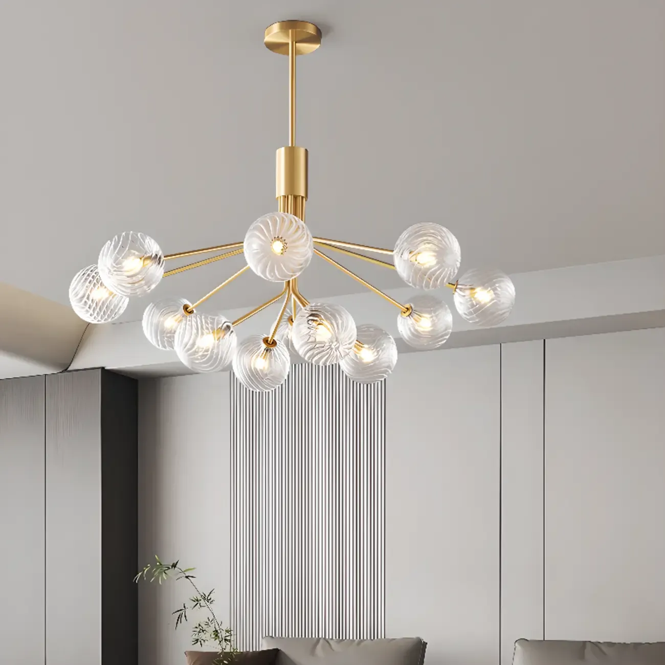2-Tier Modern Globe Chandelier Adjustable Hanging Length