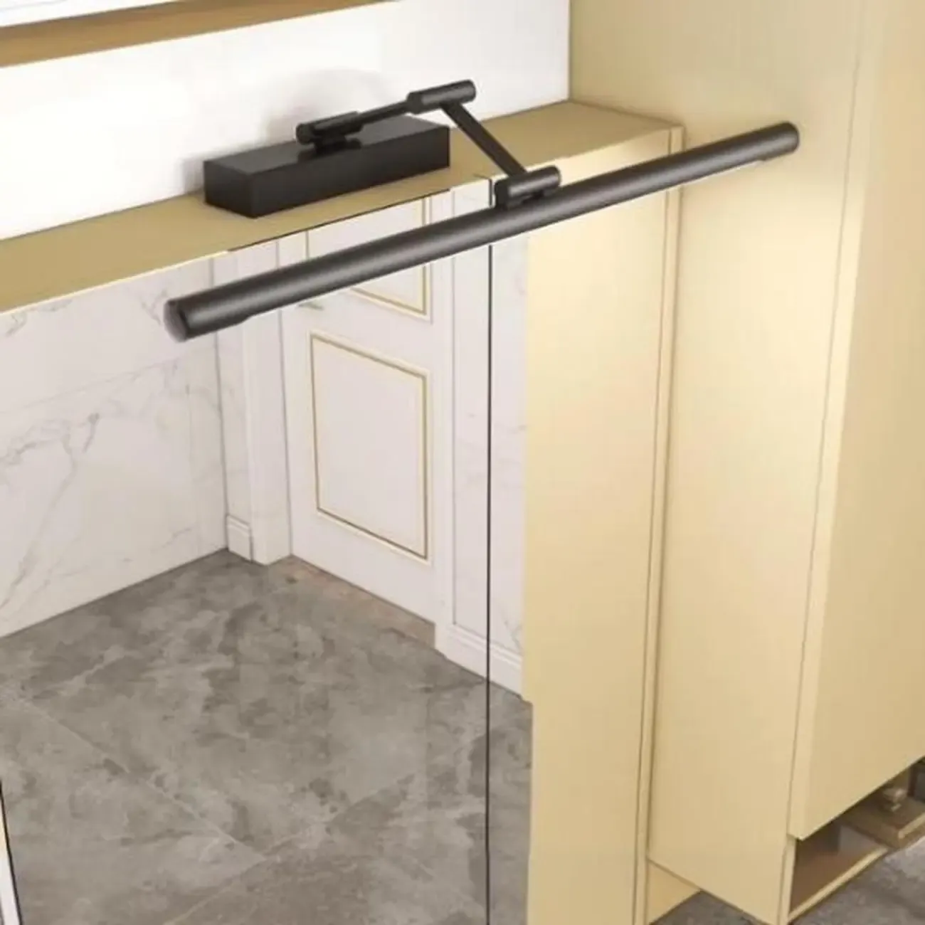 Minimalist LED Black Tubular Vanity Light with Swing Arm