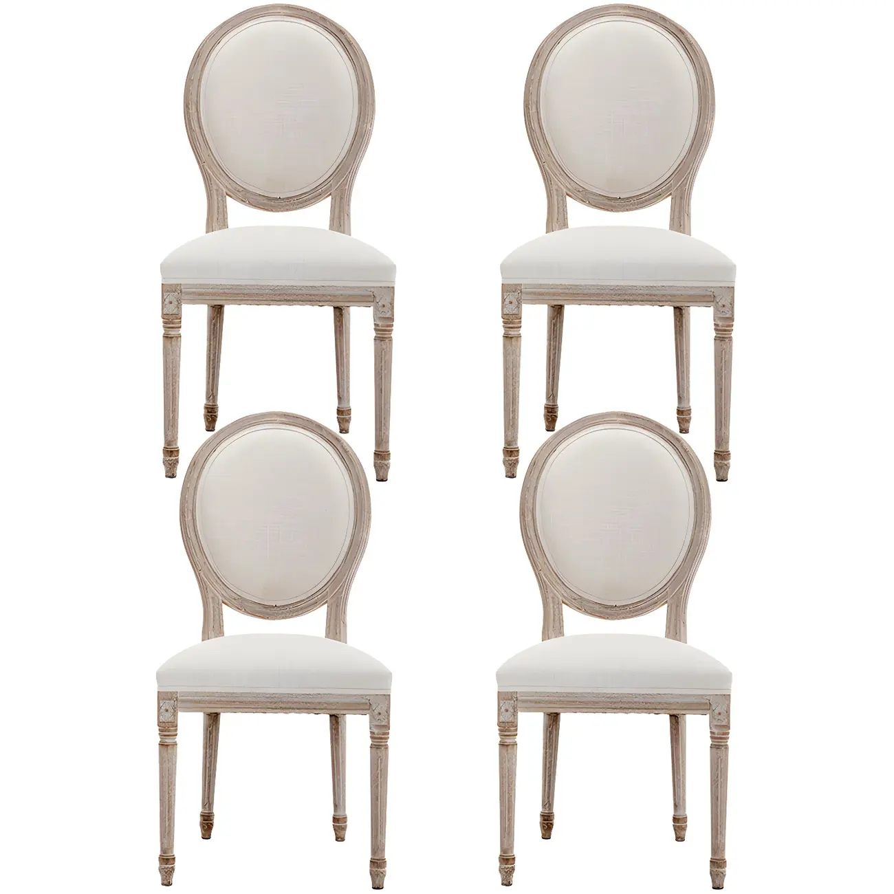 Upholstered King Louis Back Light Wood Dining Chair