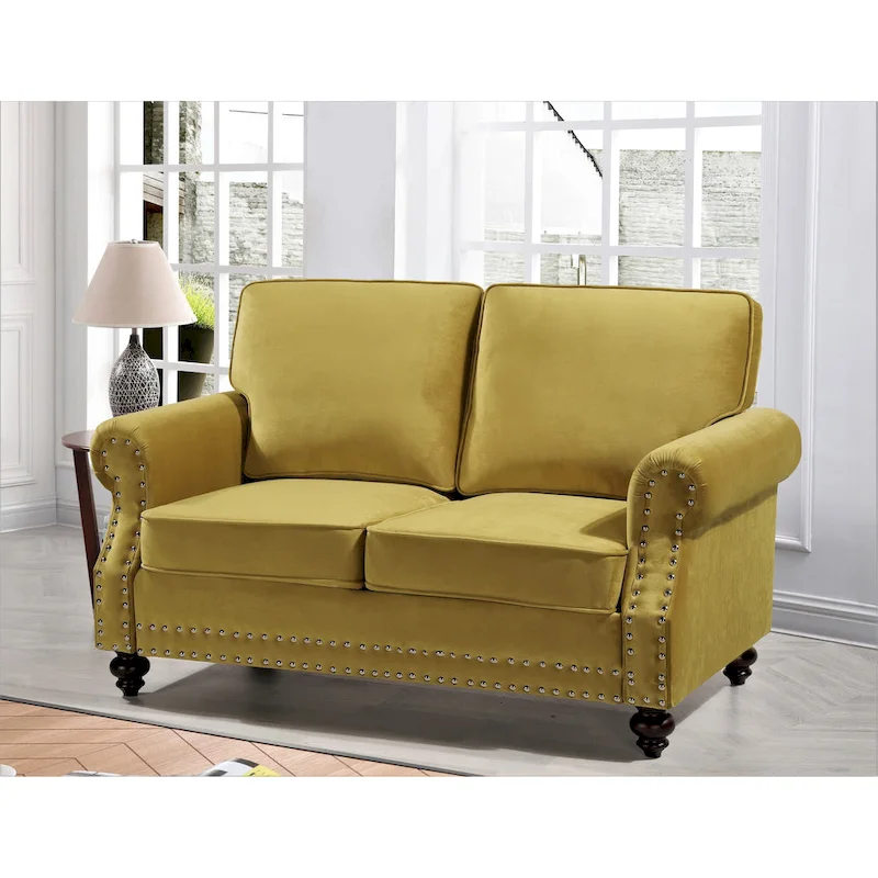Nailhead Velvet Loveseat