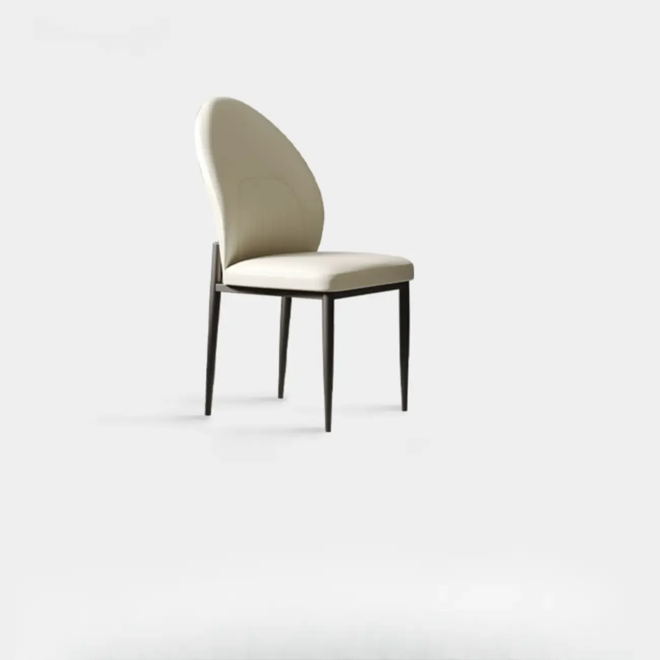 Modern Oval Back Faux Leather Armless Dining Chair