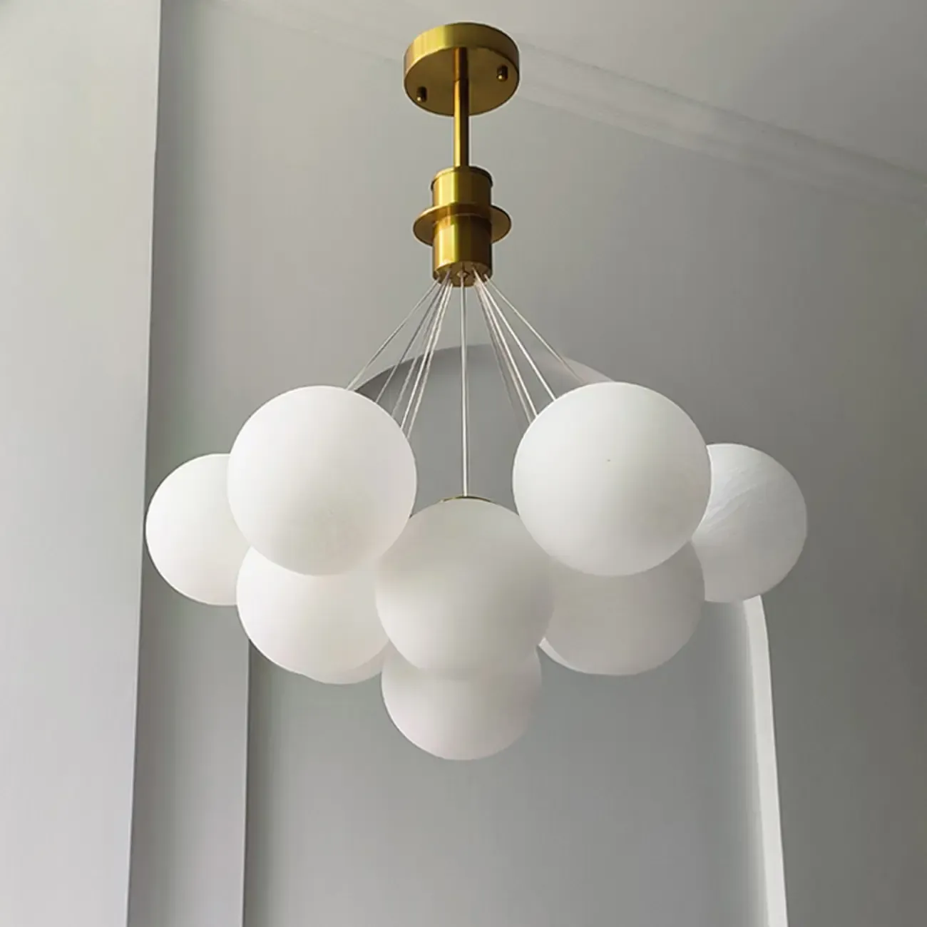 White Matte Glass Shade Multi Globe Light Chandelier