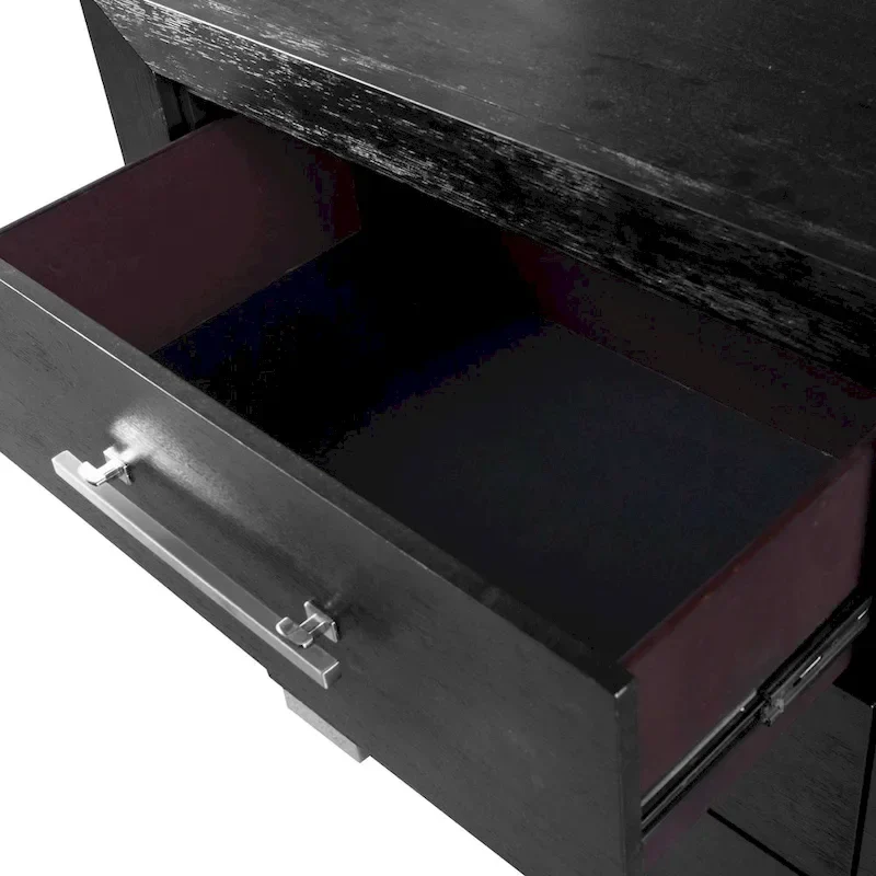 Modern Black Solid Wood 6-Piece King Bedroom Set Cedar-Lined Bottom Drawer