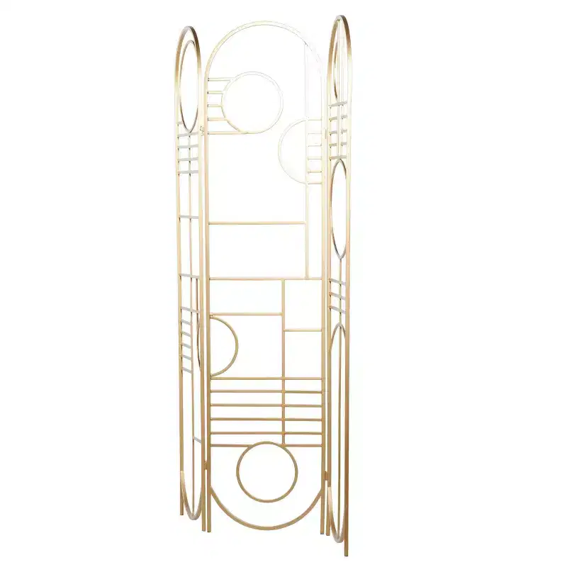 Modern Metal Room Divider Screen Gold - Olivia & May: Iron Frame, No Assembly, 3-Panel Design