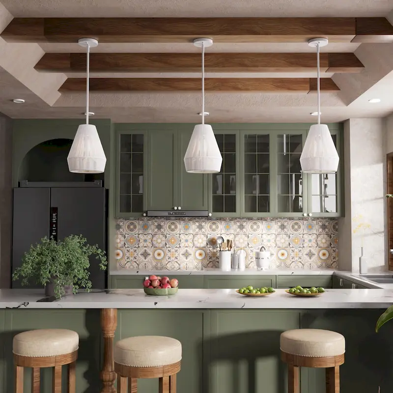 Acroma 1-light Farmhouse Coastal Rattan Kitchen Island Pendant - N/A