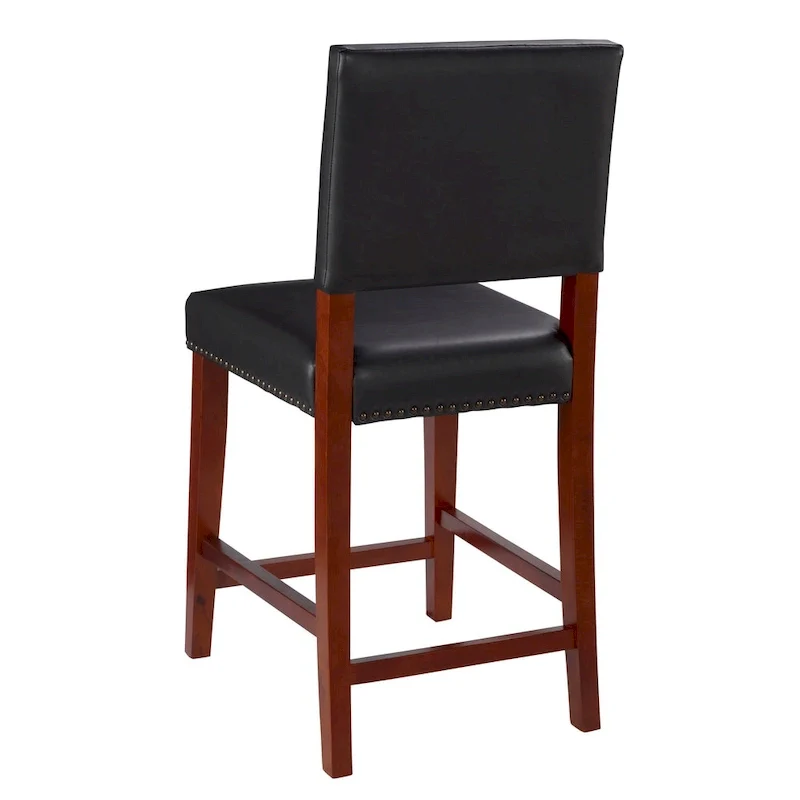 24-inch Black Faux Leather Counter Stool