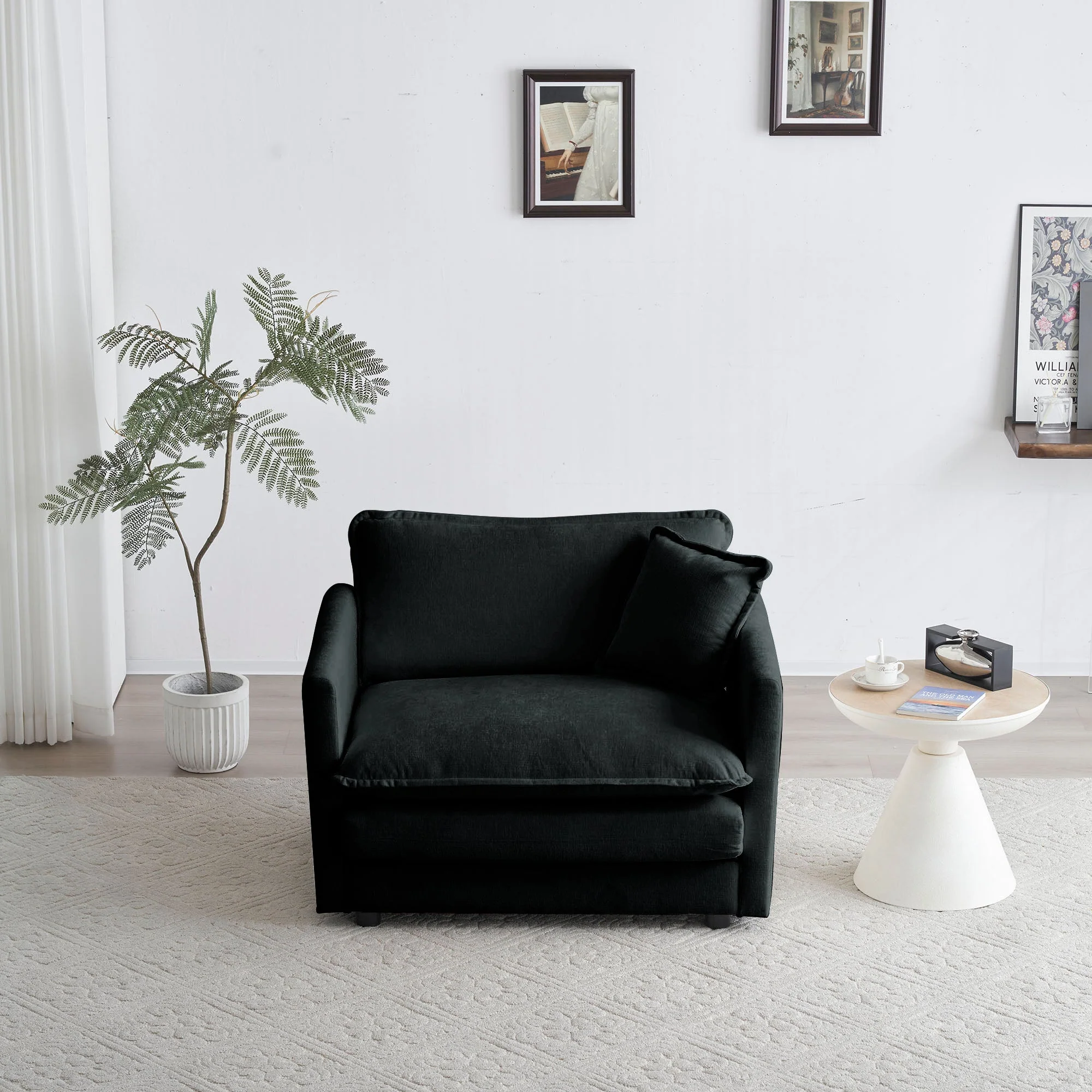 Walker Edison | Modern Cloud Accent Chair with Ottoman