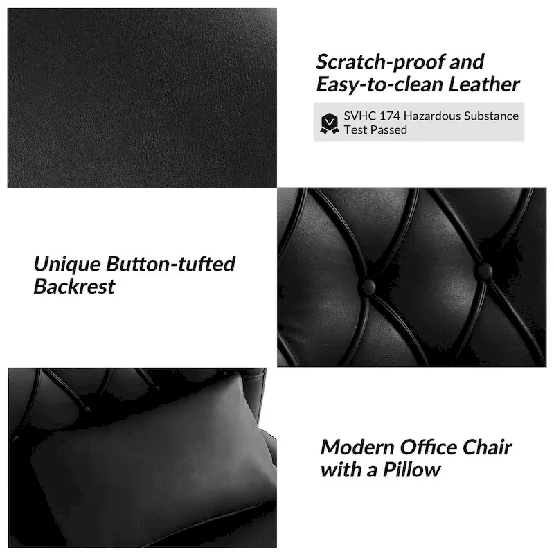 Charlie Modern Button-Tufted Swivel Tilting Office Chair with Pillow by HULALA HOME