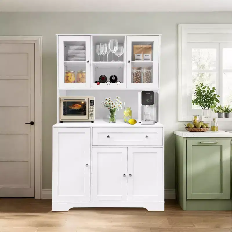 67.9 Tall Kitchen Pantry Cabinet, Freestanding Cupboard Storage Cabinet with Drawer, Kitchen Hutch Cabinet with Microwave Stand, Coffee Bar Cabinet