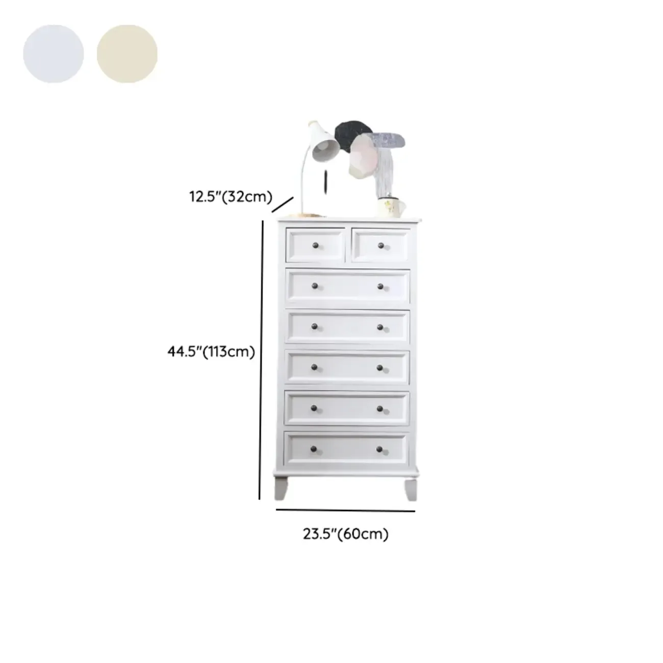 Elegant Wooden 7-Drawer White Dresser with Metal Handle