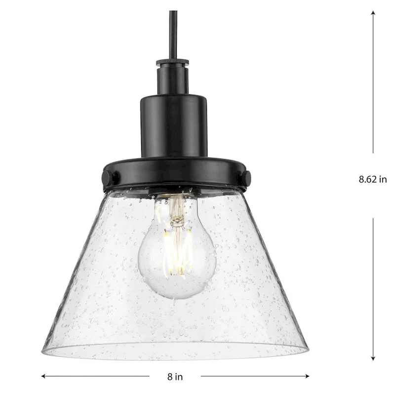 Hinton Collection One-Light Brushed Nickel Modern Farmhouse Pendant - 8 in x 8 in x 8.62 in
