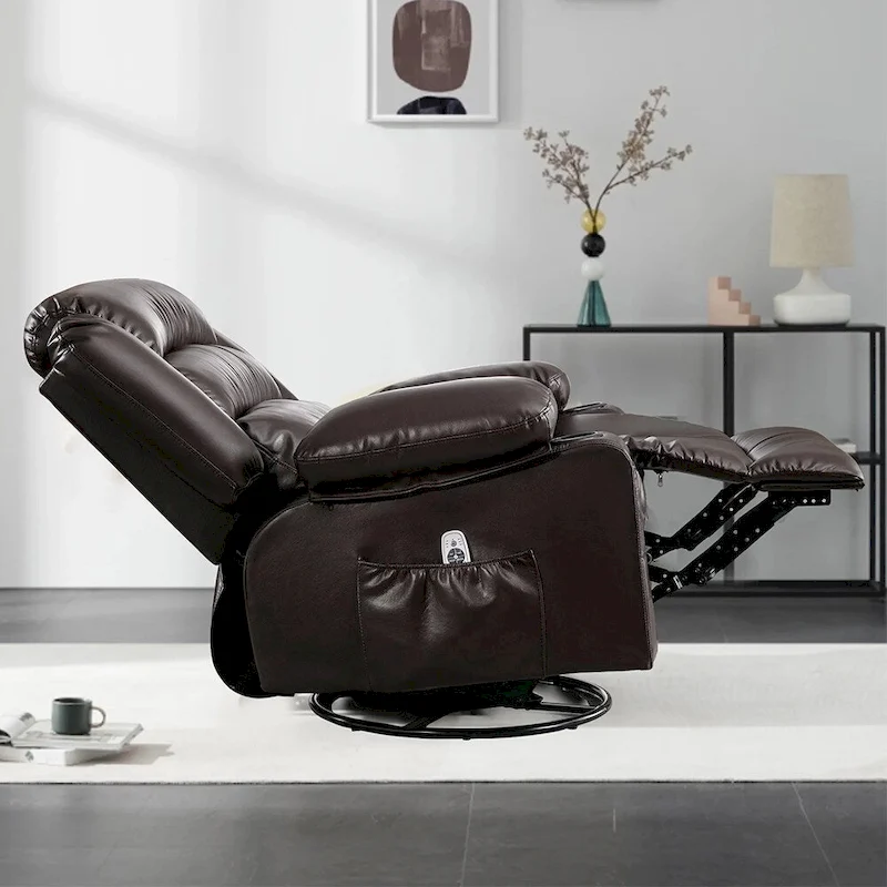 Modern Manual Swivel Rocker Recliner Chair, Massage Heated Chair