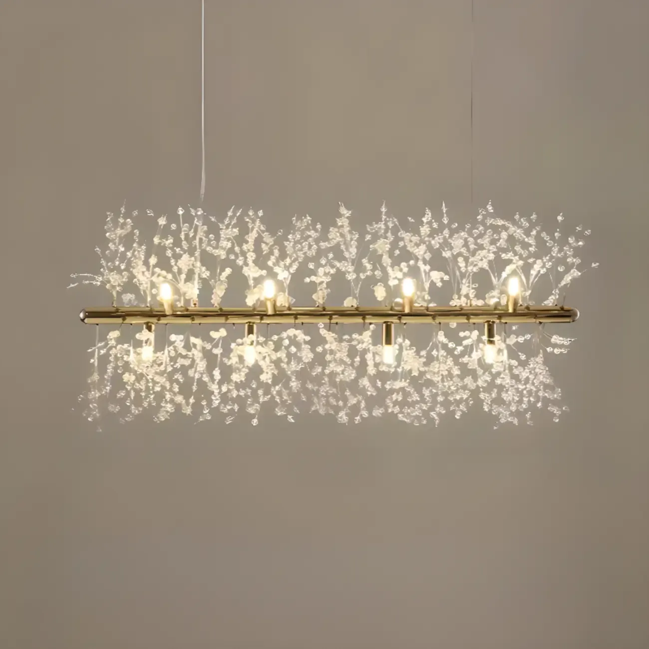 Golden Geometric Crystal Island Light Adjustable Hanging Length