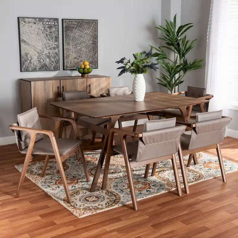 Marcena Mid-Century Modern 7-Piece Dining Set