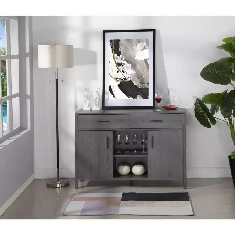 FC Design 47W Sideboard Storage Cabinet, Dining Server Cupboard Buffet Table with Two Cabinets and Drawers