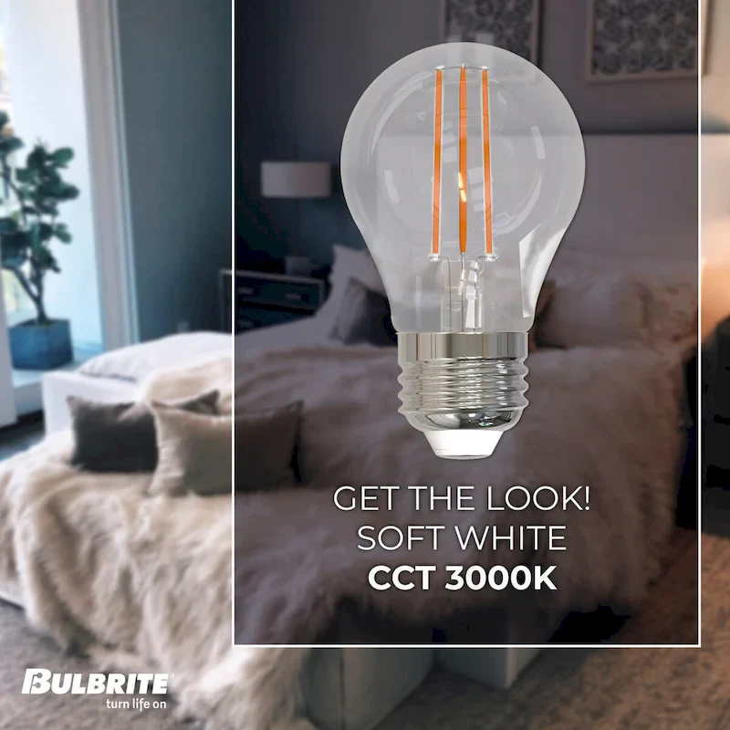 Bulbrite LED Filament Pack of (4) 7 Watt Dimmable A15 Light Bulb with Clear Glass Finish and Medium (E26) Base