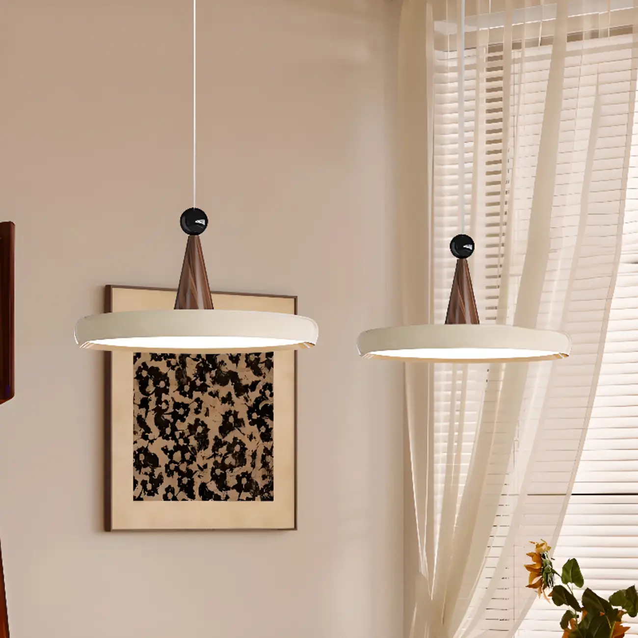 Modern Geometric Cream Acrylic Pendant Light with Multi Dimming