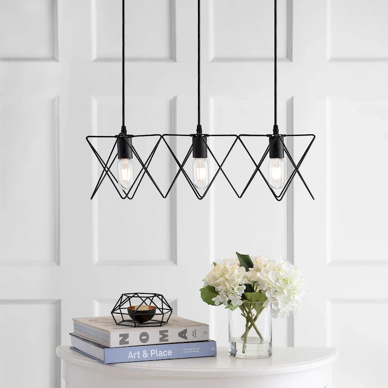 SAFAVIEH Lighting Cyndie Adjustable 3-Light Led Black Pendant - 24 x8.5 x10.3-82.3  - 24Wx9Dx82H